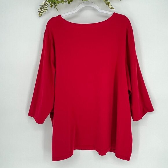Catherines Women's Plus Top Womens Size 2X Suprema Teardrop Tee Red 3/4 Sleeve - Picture 6 of 11